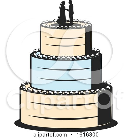 Clipart of a Cream and Blue Wedding Cake - Royalty Free Vector Illustration by Vector Tradition SM