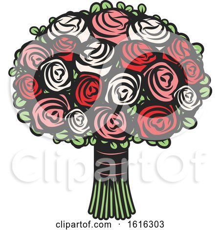 Clipart of a Rose Wedding Bouquet - Royalty Free Vector Illustration by Vector Tradition SM