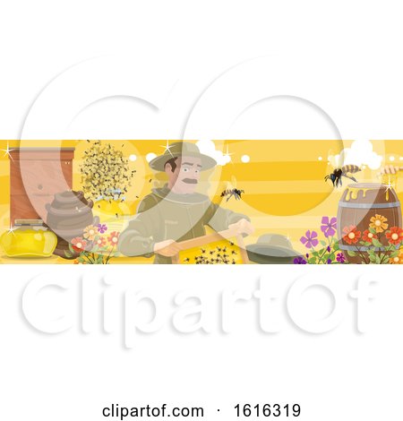 Clipart of a Beekeeper Banner - Royalty Free Vector Illustration by Vector Tradition SM