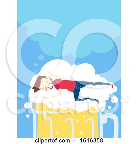 Man Drunk Beer Bubbles Sleep Dream Illustration by BNP Design Studio