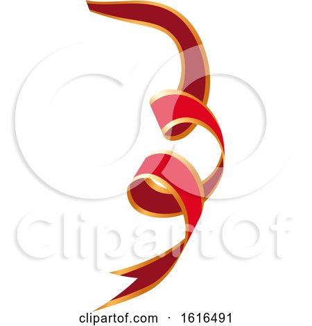 Clipart of a Red and Gold Christmas Ribbon - Royalty Free Vector Illustration by dero