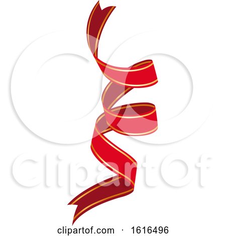 Clipart of a Red and Gold Christmas Ribbon - Royalty Free Vector Illustration by dero