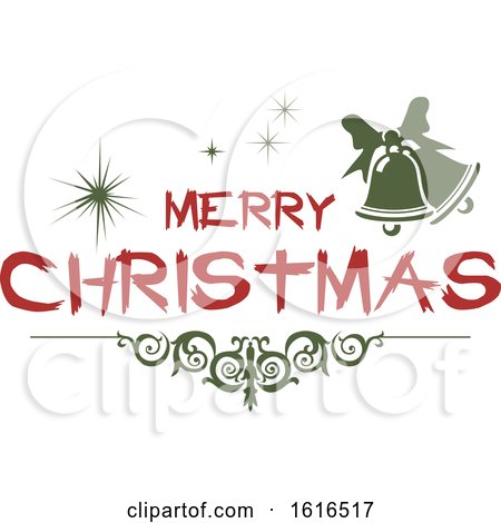 Clipart of a Merry Christmas Greeting - Royalty Free Vector Illustration by dero