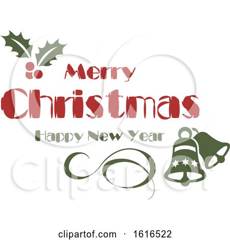 Clipart of a Merry Christmas and Happy New Year Greeting - Royalty Free Vector Illustration by dero
