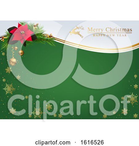 Clipart of a Merry Christmas Happy New Year Greeting Background - Royalty Free Vector Illustration by dero