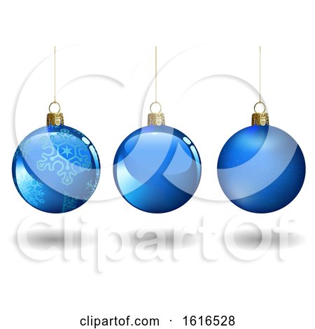 Clipart of 3d Blue Suspended Christmas Baubles - Royalty Free Vector Illustration by dero