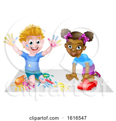 Cartoon Children Playing by AtStockIllustration