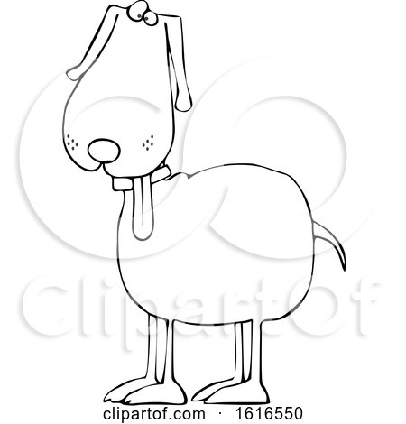 Clipart of a Cartoon Lineart Dog with His Tongue Hanging out - Royalty Free Vector Illustration by djart
