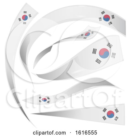 Clipart of South Korean Flag Banners - Royalty Free Vector Illustration by Domenico Condello
