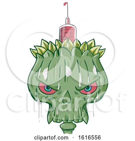 Clipart of a Syringe in an Opeium Skull - Royalty Free Vector Illustration by Domenico Condello