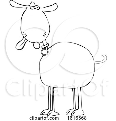 Clipart of a Cartoon Lineart Goof Dog with His Tongue Hanging out - Royalty Free Vector Illustration by djart