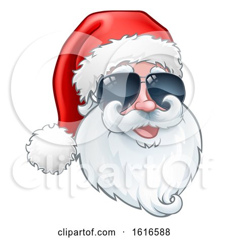 Christmas Santa Claus Wearing Sunglasses by AtStockIllustration