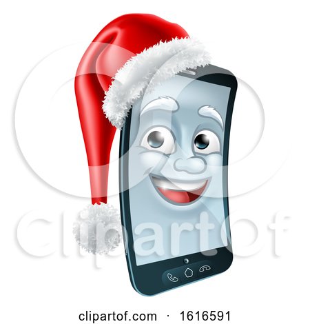 3d Smart Cell Phone Character Wearing a Santa Hat by AtStockIllustration
