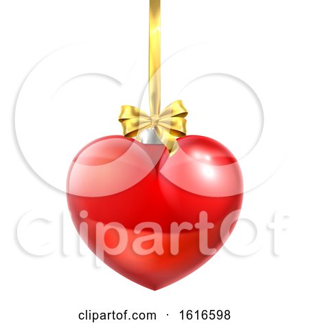 Heart Shaped Christmas Ball Bauble Ornament by AtStockIllustration