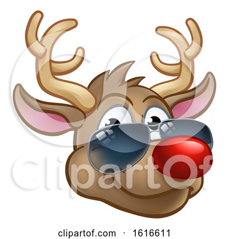 Cool Reindeer Christmas Cartoon Character Shades by AtStockIllustration