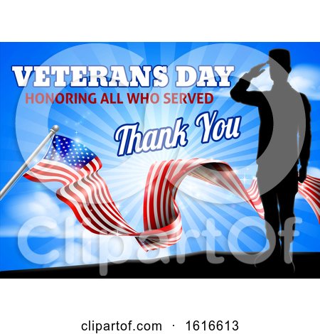 American Flag Veterans Day Soldier Saluting by AtStockIllustration