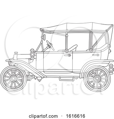 Clipart of a Convertible Antique Car - Royalty Free Vector Illustration by Alex Bannykh