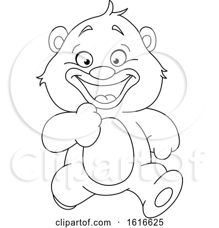 Clipart of a Black and White Running Teddy Bear - Royalty Free Vector Illustration by yayayoyo