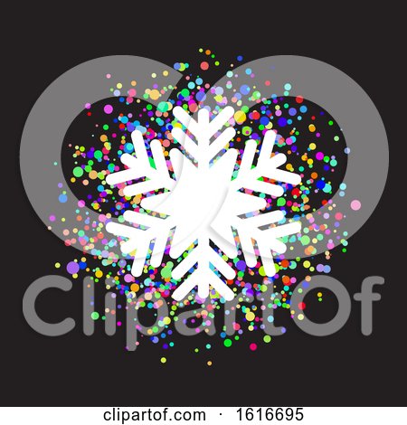 Snowflake on Colourful Confetti Background by KJ Pargeter