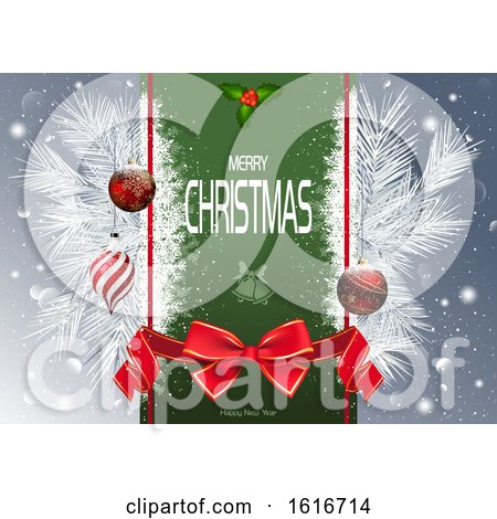 Clipart of a Merry Christmas Happy New Year Greeting - Royalty Free Vector Illustration by dero