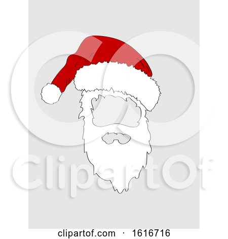 Christmas Hand Drawn Santa Hat and White Beard Cut out by elaineitalia