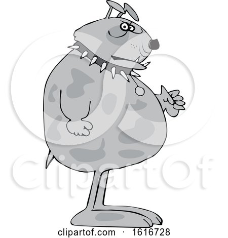 Clipart of a Cartoon Tough Junk Yard Guard Dog - Royalty Free Vector Illustration by djart