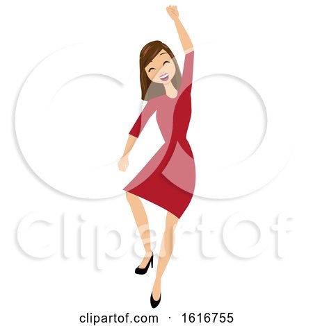 Brunette White Business Woman Cheering and Jumping by peachidesigns
