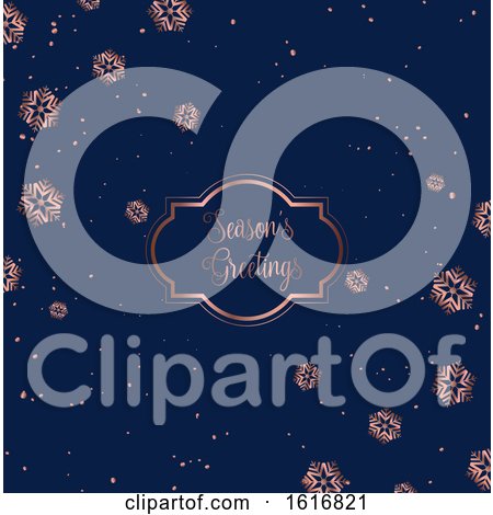 Rose Gold and Blue Christmas Card Design by KJ Pargeter