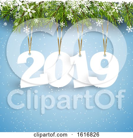 Happy New Year Background with Hanging Numbers by KJ Pargeter