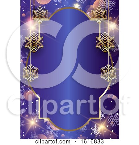 Christmas Frame Background with Hanging Snowflakes by KJ Pargeter