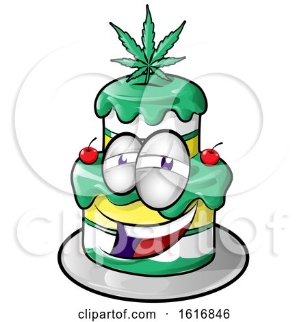 Clipart of a Cannabis Cake Character - Royalty Free Vector Illustration by Domenico Condello