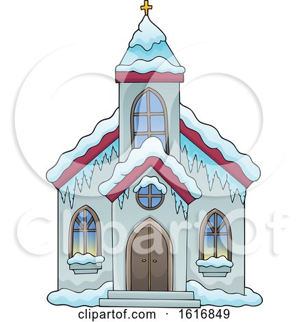 Clipart of a Winter Church - Royalty Free Vector Illustration by visekart