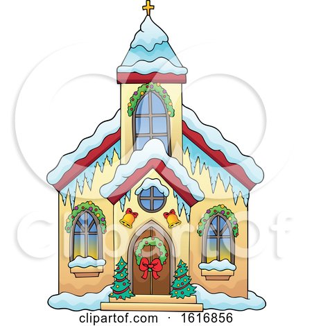 Clipart of a Christmas Church - Royalty Free Vector Illustration by visekart
