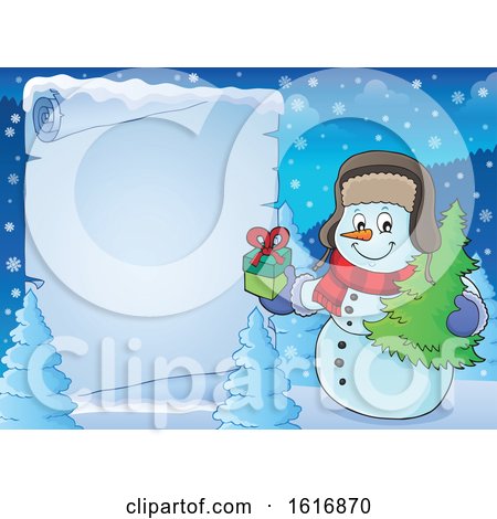 Clipart of a Border of a Snowman - Royalty Free Vector Illustration by visekart