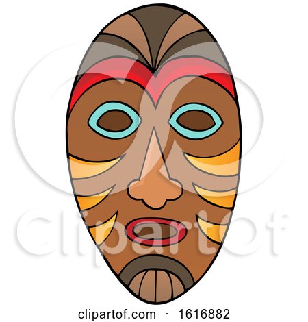Clipart of a Tribal African Mask - Royalty Free Vector Illustration by visekart
