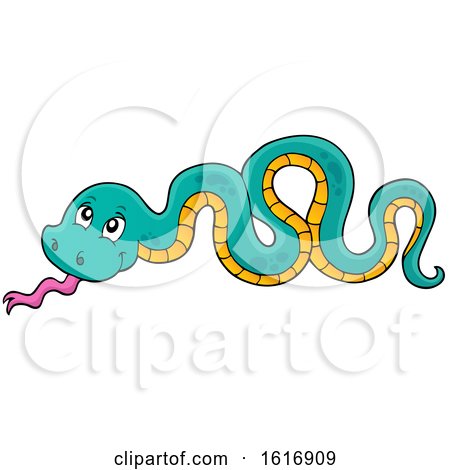 Clipart of a Green and Yellow Snake - Royalty Free Vector Illustration by visekart