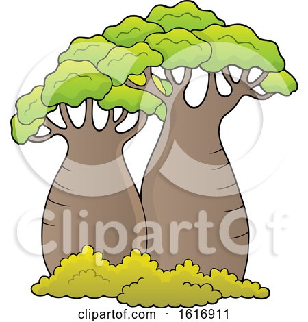 Clipart of Baobab Trees - Royalty Free Vector Illustration by visekart