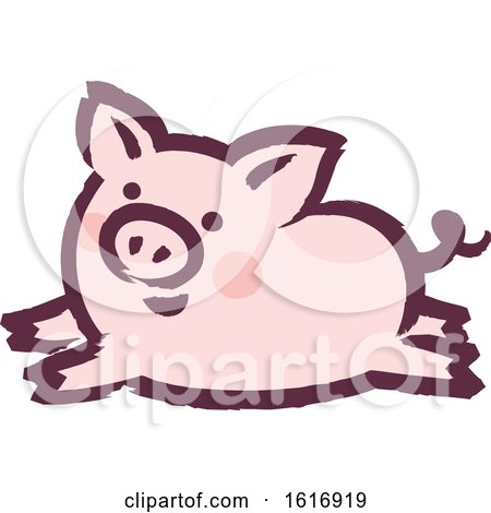Clipart of a Running Pig - Royalty Free Vector Illustration by elena