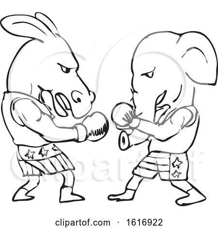 Boxing Donkey and Elephant by patrimonio