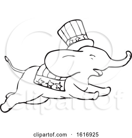 Republican Elephant Jumping Color Drawing by patrimonio