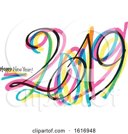 Clipart of a 2019 Happy New Year Design - Royalty Free Vector Illustration by NL shop