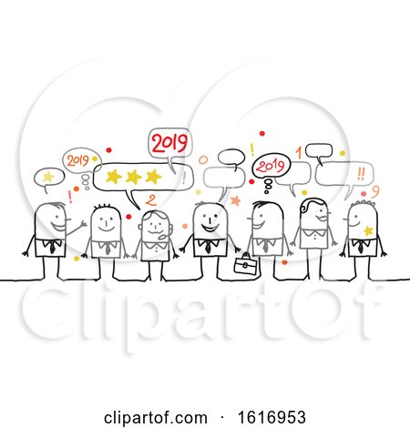 Clipart of a Group of Business People Celebrating New Year - Royalty Free Vector Illustration by NL shop