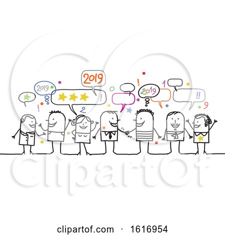 Clipart of a Group of People Celebrating New Year - Royalty Free Vector Illustration by NL shop