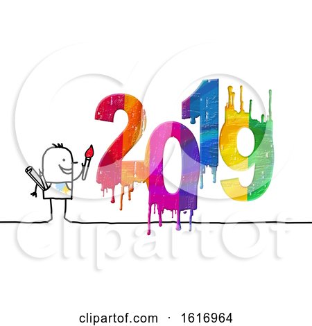 Clipart of a Stick Man Painting 2019 - Royalty Free Illustration by NL shop