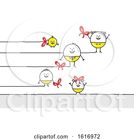 Clipart of a Stick Family As Christmas Baubles - Royalty Free Vector Illustration by NL shop