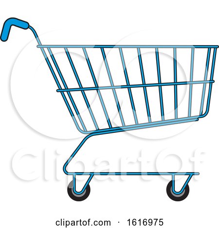 Clipart of a Blue Shopping Cart - Royalty Free Vector Illustration by Lal Perera