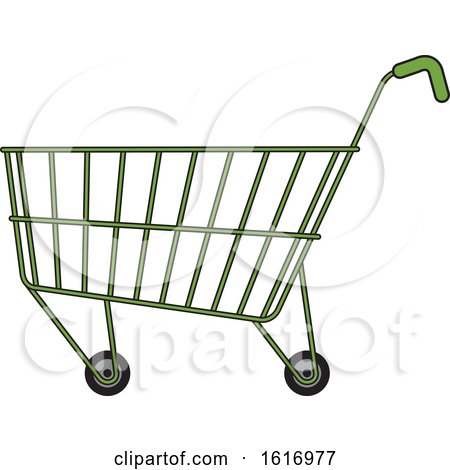 Clipart of a Green Shopping Cart - Royalty Free Vector Illustration by Lal Perera