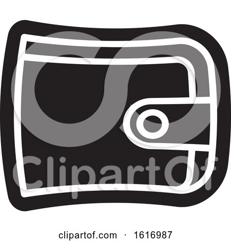 Clipart of a Black and White Purse or Wallet - Royalty Free Vector Illustration by Lal Perera