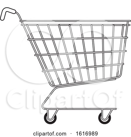 Clipart of a Black and White Shopping Cart - Royalty Free Vector Illustration by Lal Perera