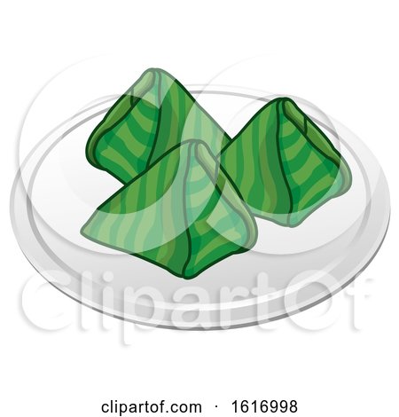 Clipart of Nasi Lemak Wrapped in Banana Leaf - Royalty Free Vector Illustration by YUHAIZAN YUNUS